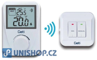 Jednoduchý bezdrátový termostat GETI GRT02 drátový